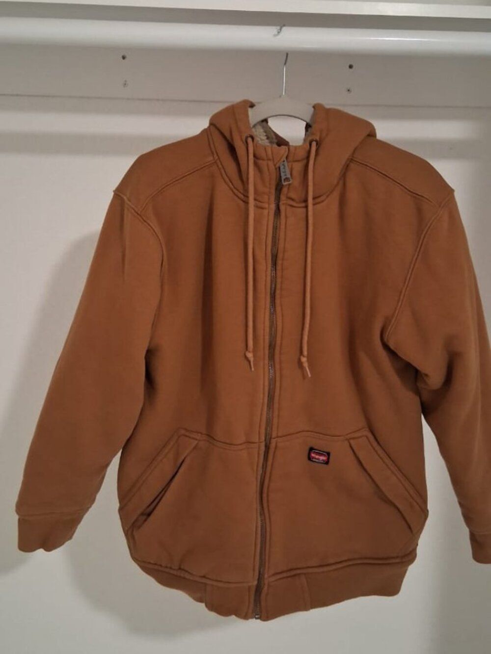 Wrangler Workwear Sherpa Lined Full Zip Hoodie – Brown – Men’s Small (34–36)